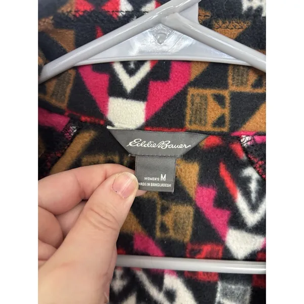 Eddie Bauer Southwestern Aztec Print Fleece Quarter Zip Size Medium - Image 4