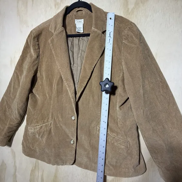 L.L.Bean‎ Women's Corduroy Blazer Jacket Tan Brown Stretch Casual Size 18 Petite - Image 5
