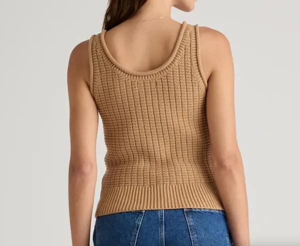 Quince Cotton Knit Vest Camel - Image 2