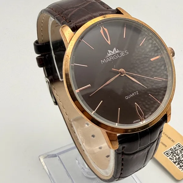 Margues Rose Gold Tone Watch with New Battery & Leather Band - Image 2