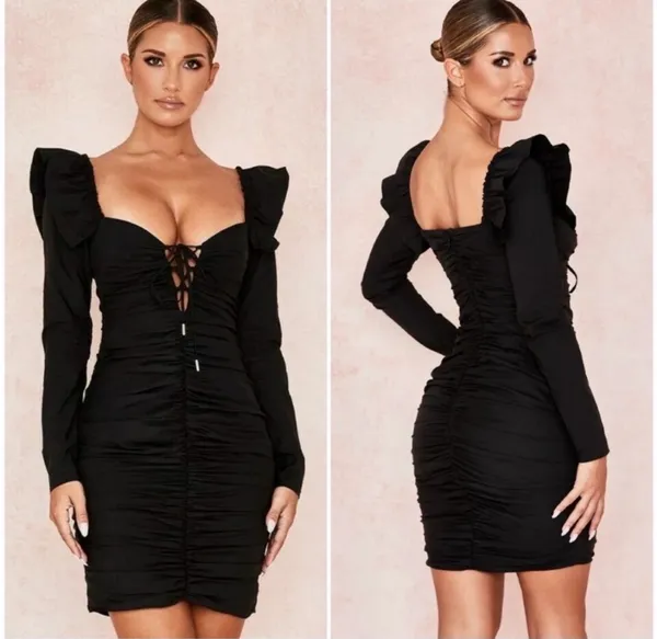 House of CB London Floriana Mini Dress Black Size Small - Image 3
