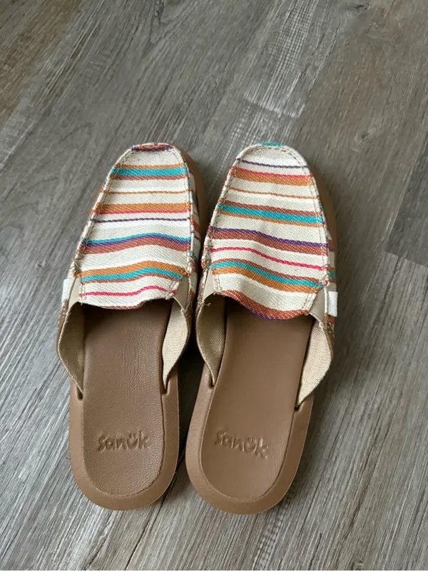 Sanuk You Got My Back St Blanket Bright Multi Color Pattern Striped Slip On Shoe - Image 7
