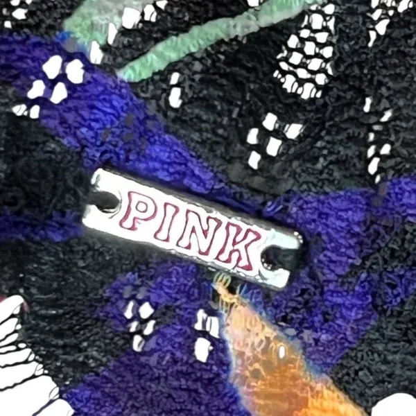 PINK Victorias Secret Push‎ Up Bra 34B Black Lace Floral Racerback Front Closure - Image 9