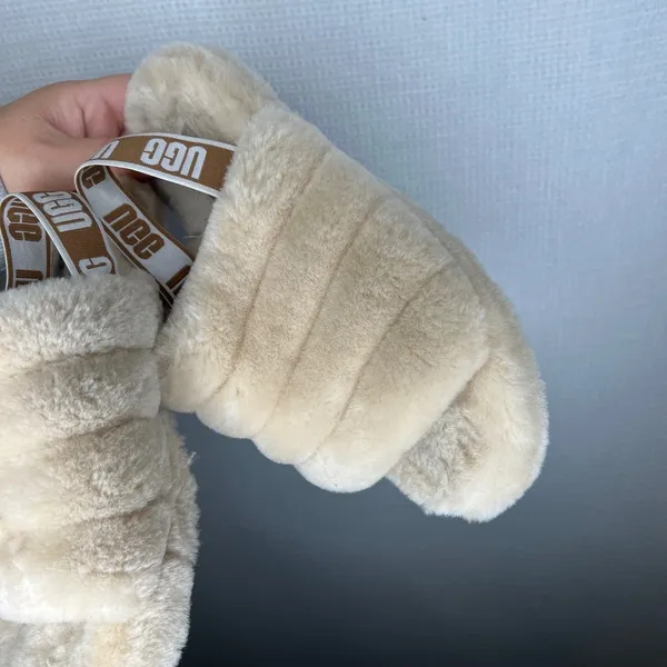 UGG Fluff Yeah Size 6 Slide‎ Slippers Tan Beige Women's Slides Comfort Sandals - Image 4