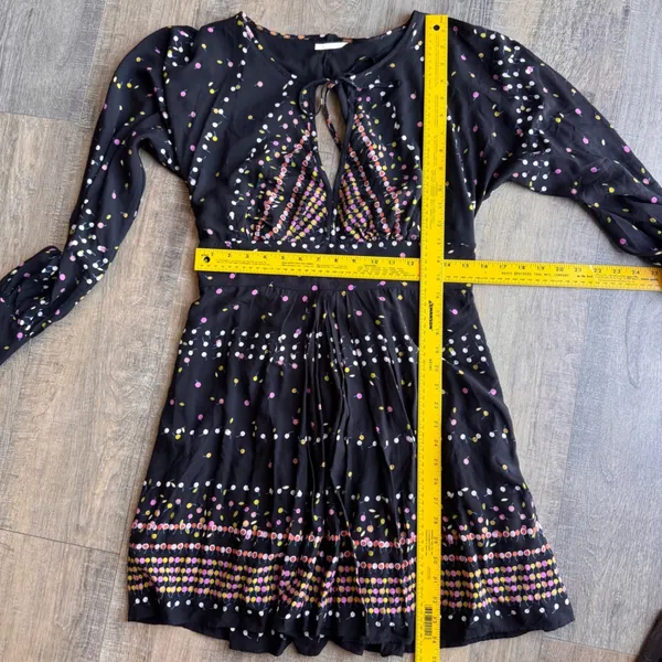 Free People Coryn Black Cherry Print Open Back Long Sleeve Mini Dress Size 12 - Image 9