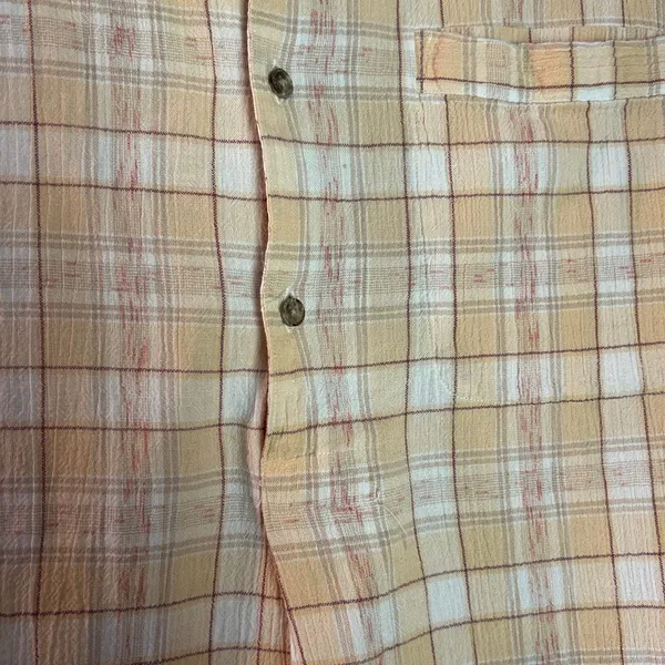 Mix& Match Guido Pellegpini Med Top Button Down Plaid Pale Yellow Office Wear - Image 3