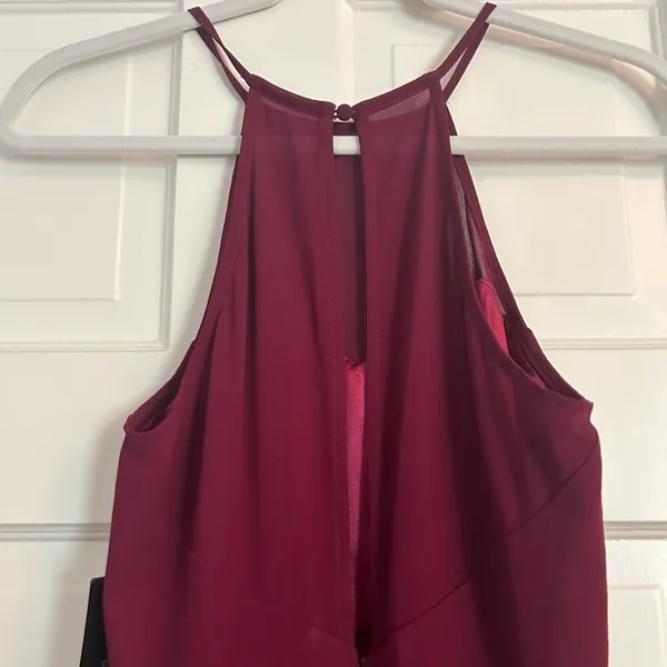 Maxi dress in red wine color - cute mesh back and mock halter top - Image 3