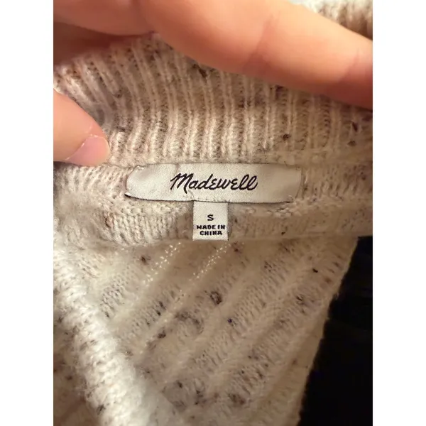 Madewell Donegal Elsmere Chunky Ribbed Pullover Sweater Cream Speckled NC651 - Image 6