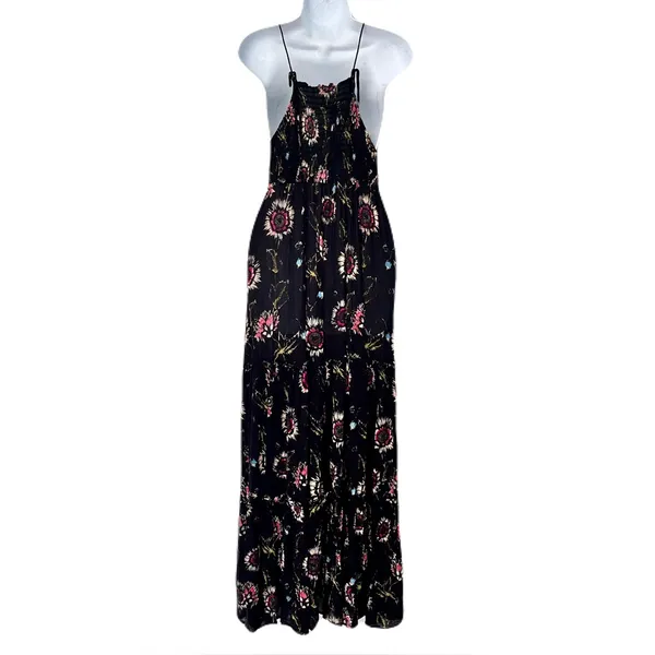 Intimately Free People Black Floral ‘Garden Party’ Smocked Maxi Dress, Size M - Image 5