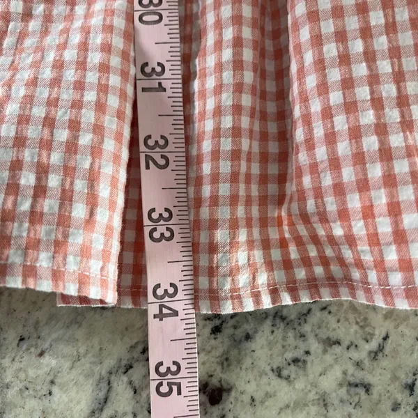 Petal + Pup Shirt Dress Women S/M Peach Gingham‎ Cottagecore Tiered Mini Button - Image 9