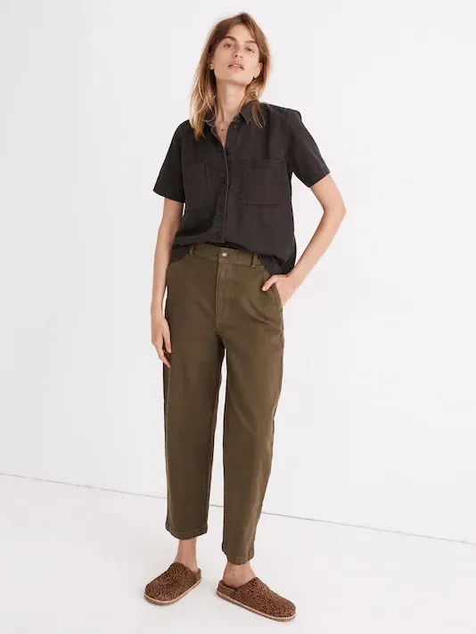 Madewell Denim Short-Sleeve Button-Up Shirt in Lunar Wash Size Medium - Image 3