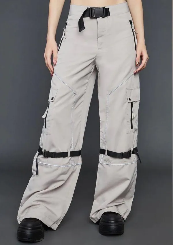 NWT dollskill dolls kill poster grl wide leg reflective track pants parachute s - Image 2