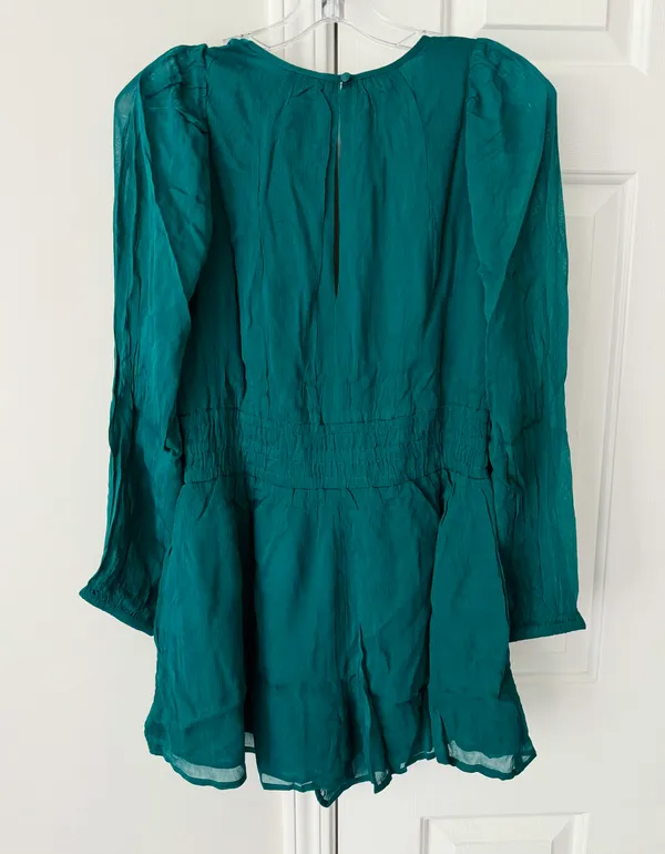 Anthropologie The Somerset Deep-V Long Sleeve Romper, Size XS - Image 10