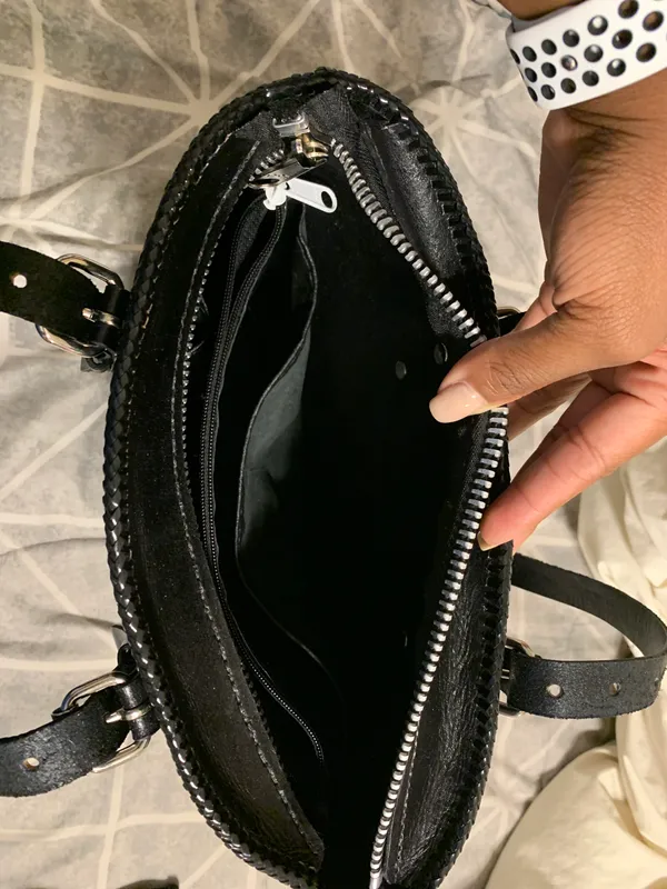 Handmade real leather bag Black - Image 5