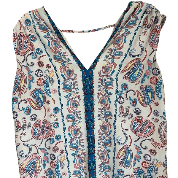 Loft Paisley Deep‎ V Neck Shift Sleeveless Shift Lightweight Dress Size M - Image 3