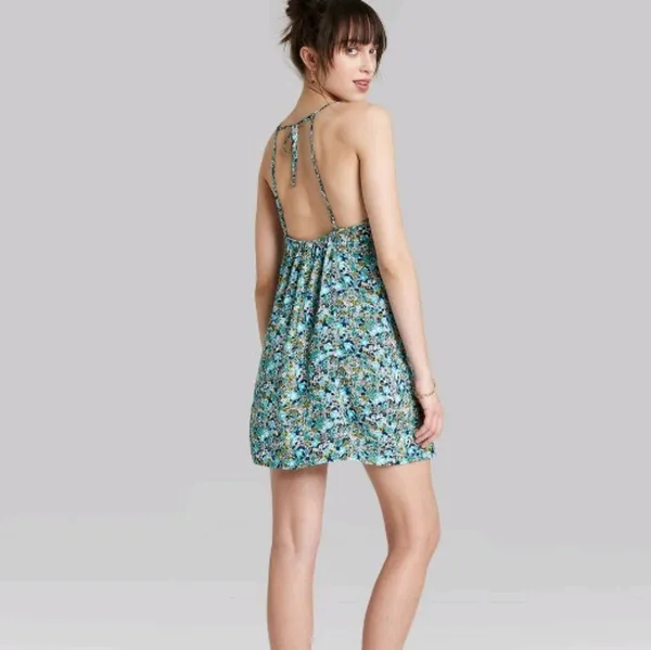 Sleeveless Woven Fit & Flare Dress-Wild Fable-Blue Floral Medium - Image 2