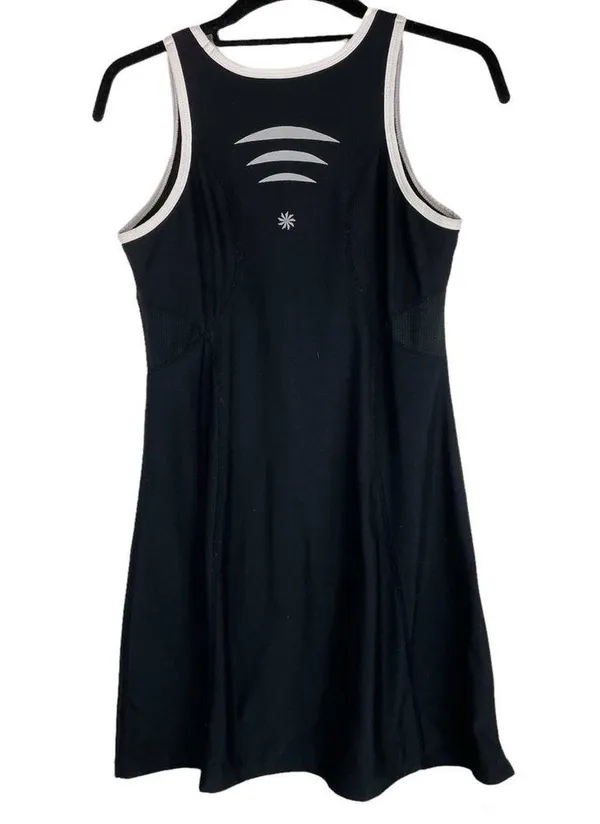 Athleta Black Smash Tennis Running Mini Dress Sz Small Athletic - Image 3