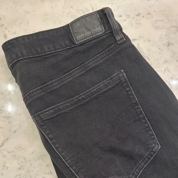 American Eagle Super High-Rise Ultra Wide Leg Jeans Black Strigid Womens 8 Short - Image 9