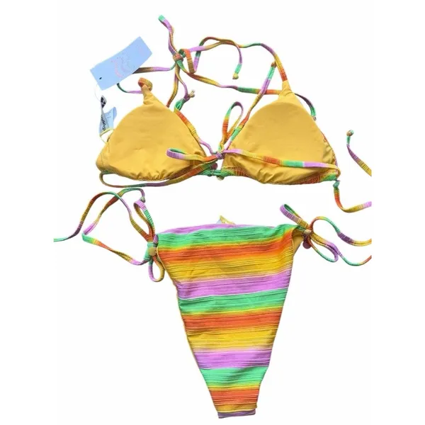 NEW Dippin Daisy’s Palm Triangle Bikini Top & Bindi Cheeky Bottom SET Shimmer - Image 7