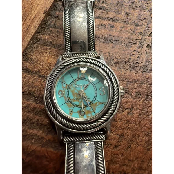 Ecclissi Sterling Silver 925 Womens 29mm Watch Bracelet Leather w New Battery - Image 2