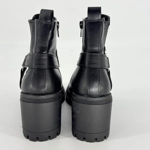 Sincerely Jules Dolphin Moto Ankle Boots Womens 8 Black Harness‎ Lug Sole Biker - Image 5