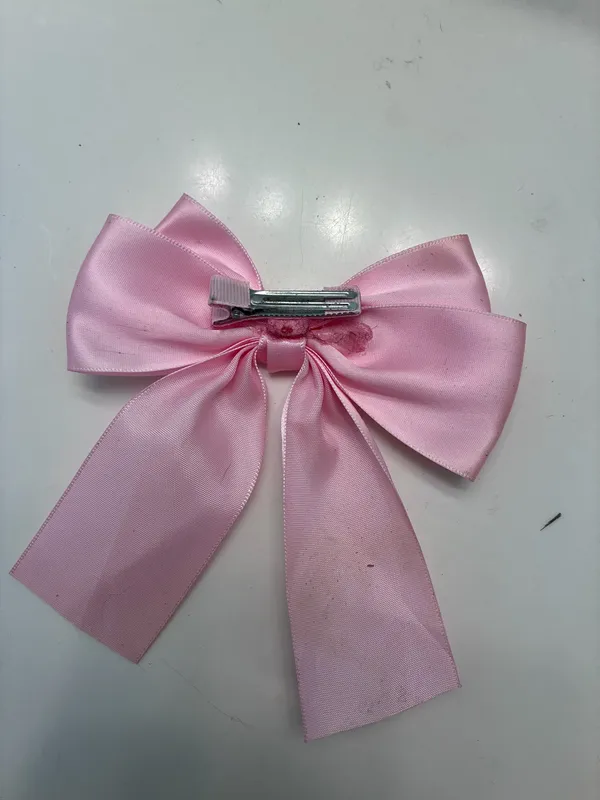 Pink Satin Bow Hair Accessory French Barrette Clip Large Size Statement Piece Kawaii Style Feminine Look Elegant Design Wedding Appropriate - Image 4