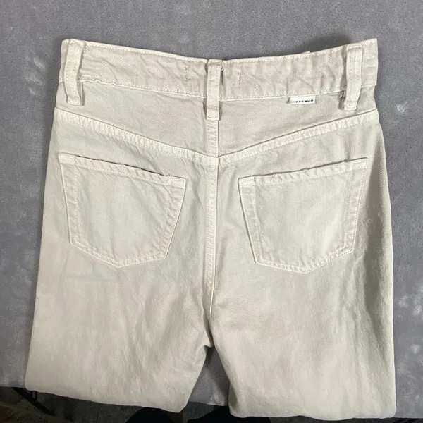 PacSun Jeans 90's Boyfriend Women's Sz 24 Beige Cotton Ripped Knees Distressed‎ - Image 5