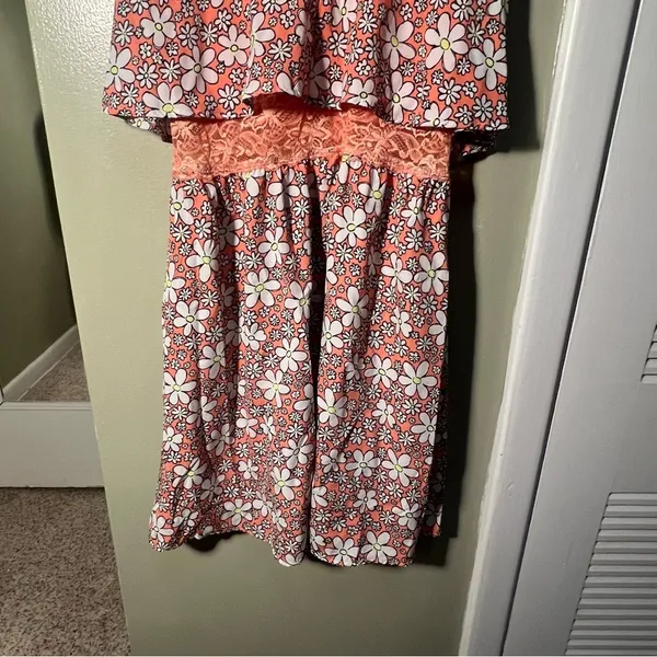 Persaya Women's Juniors Size XL Sun‎ Dress Pink Daisy Floral Lace Sleeveless - Image 7