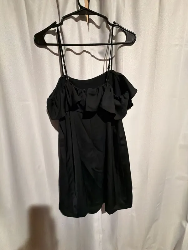 Ten Sixty Sherman Black Ruffled Strap Mini Dress - Image 4