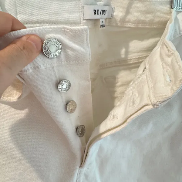 RE/DONE‎ 90s High Rise Ankle Crop Jeans White Destroy Distressed Size 23 - Image 5