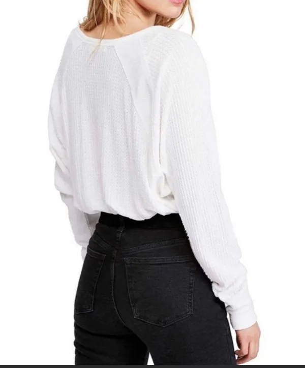 Free People NWT White Santa Clara Thermal Top - Image 3