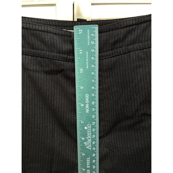 Merona Black Pinstripe Wide Leg Crop Dress Pants High Rise Side Zip Size‎ 16 - Image 2