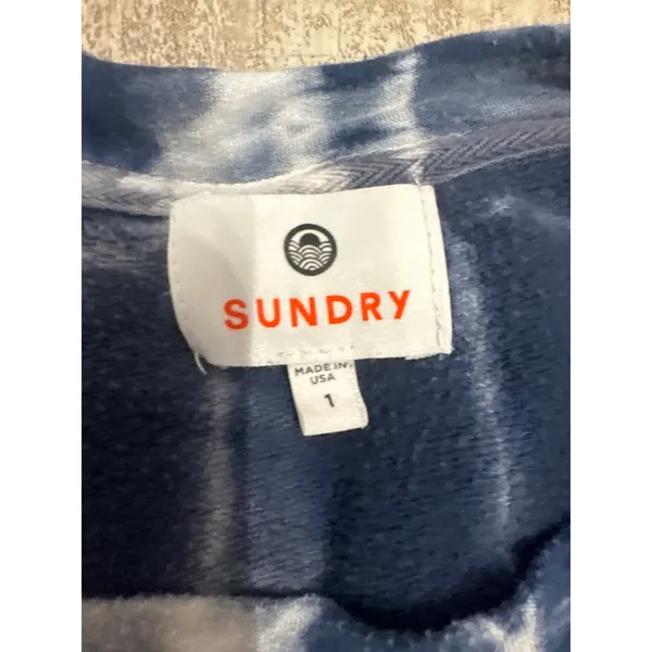 Sundry Womens Blue White Tie‎ Dye Modal Blend Pullover Sweatshirt Size 1 Small - Image 3