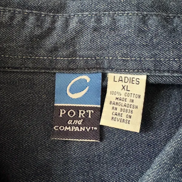 American Vintage Vintage‎ Port & Company Baylor Bears Denim Shirt Button Down Collegiate Size XL - Image 5