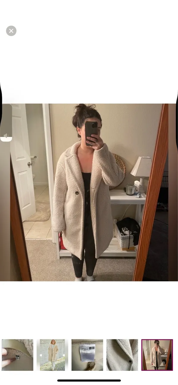 Uniqlo Women's Cream Sherpa Coat - Image 7