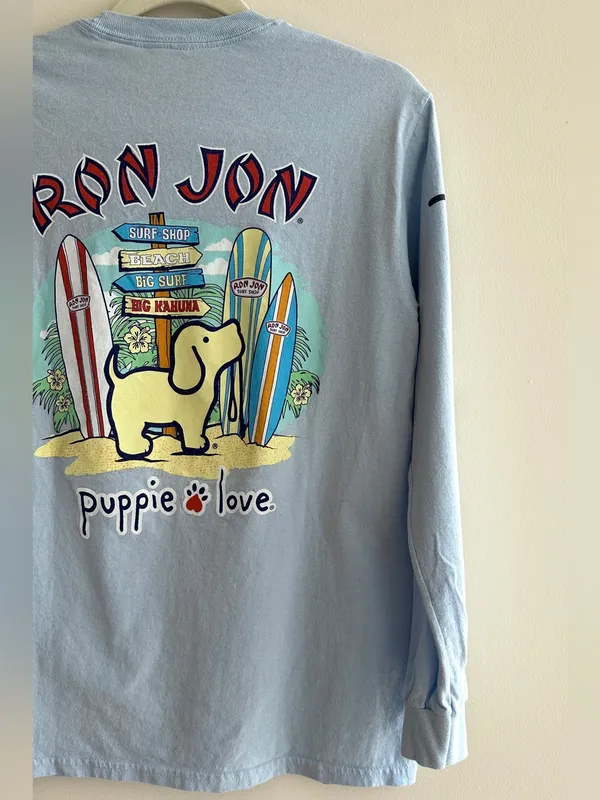 Puppie Love - Ron Jon Surf Shop Blue Long Sleeve T-Shirt, Size Small - Image 14