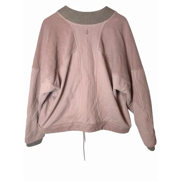 Free People FP Movement Apex Pullover Blush Pink Quarter Zip Oversized Sweater L - Image 9