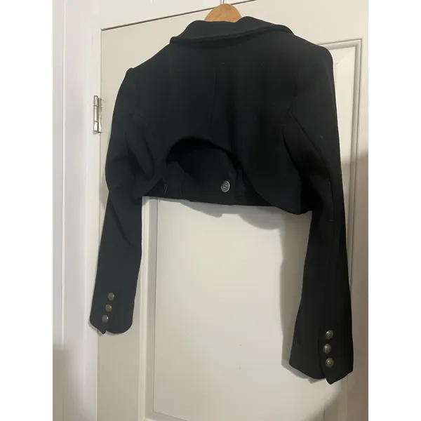 Free People Perry Black Wool Cropped Blazer Jacket Old Money Preppy‎ Buttons - Image 5