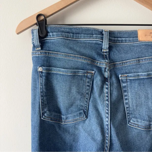 7 For All Mankind High Waist Slim Kick Jeans Dark Blue Wash Flare Jean denim EUC - Image 7
