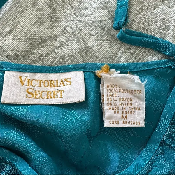 Victoria's Secret Vintage Gold Label Teal Lace Camisole Medium - Image 3
