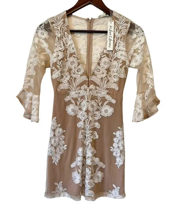 For Love & Lemons x Free People Temecula White Lace Fit And Flare Mini Dress XS - Image 2