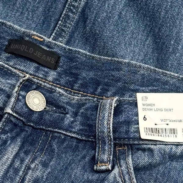 NEW Uniqlo Long A-Line Denim Skirt Cottagcore Fall Holiday Pumpkin Patch Size 6‎ - Image 7