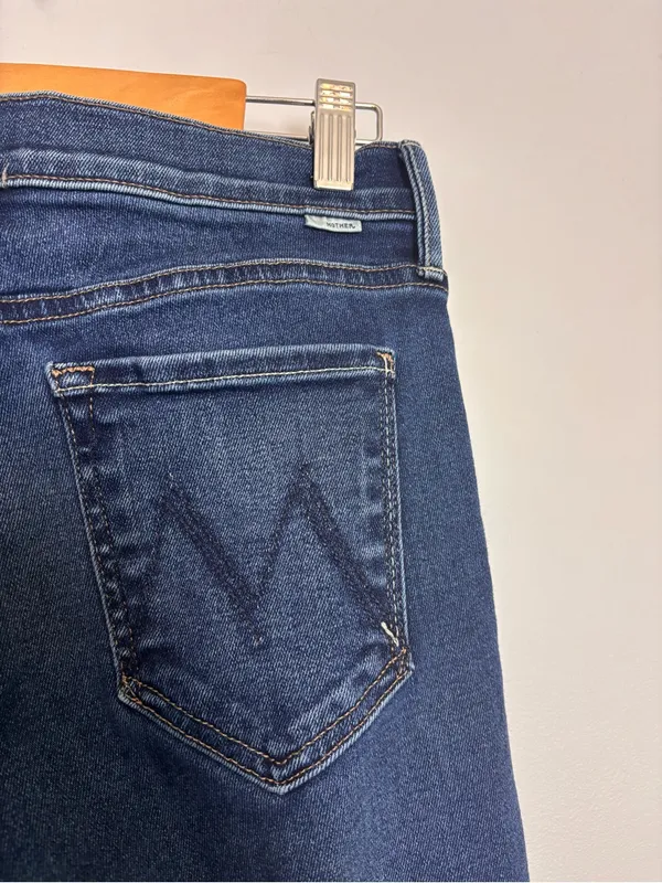 MOTHER The Outsider Ankle Fray Uncharted Waters Blue Denim Jeans - Image 9