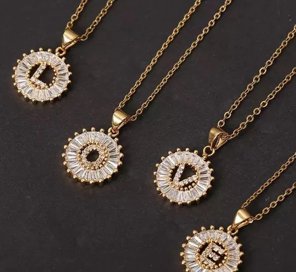 Gold Initial Crystal Sparkly Pendant Necklace A-Z - Image 3