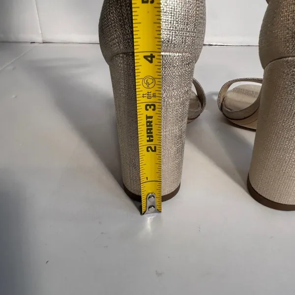 Sam Edelman Yaro Gold Metallic‎ Glitter Ankle Strap Block Heels Women's Size 6M - Image 7