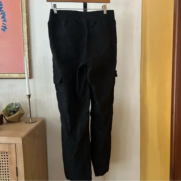 GAP Twill Cargo Pants Black Joggers Elastic Waist Stretch‎ Cotton Lyocell Size S - Image 5