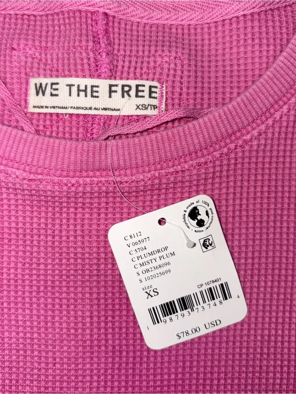 We The Free Free People Lapis Cuff Top Misty Plum Plumdrop XS NWT - Image 2