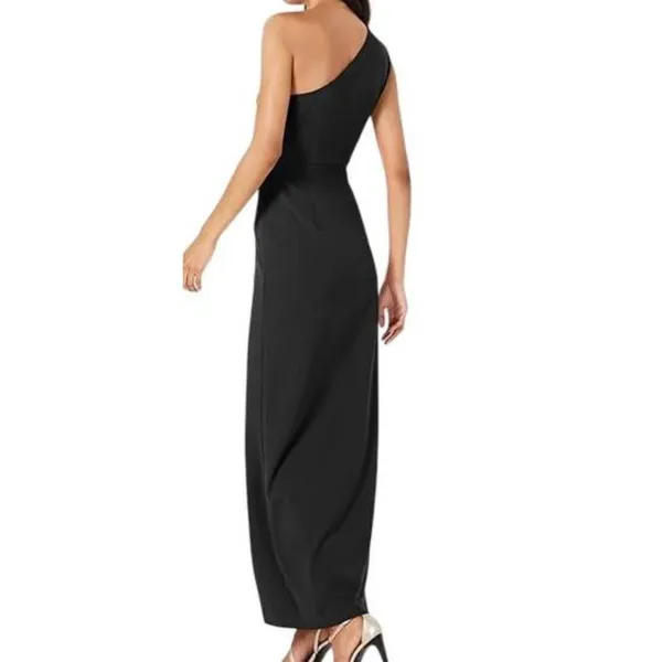 Calvin Klein Womens One Shoulder Gown with Waist Ruch CD9B22M3 Black 4 - Image 6