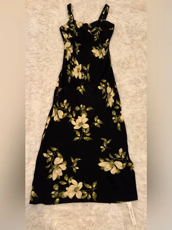 NEW Reformation Yale floral black maxi dress sz 8 - Image 2