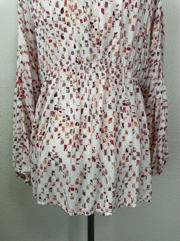 Miss Me Boho Woven Pointelle Lace Up Dolman Sleeves Peasant Top, Sz Medium - Image 11